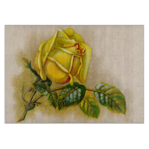 Planche À Découper Rose jaune Antique Vintage Imprimer Art