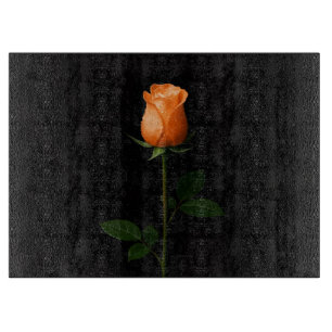 Planche À Découper Rose Orange Coucher de Soleil sur fond noir 4 Luxe