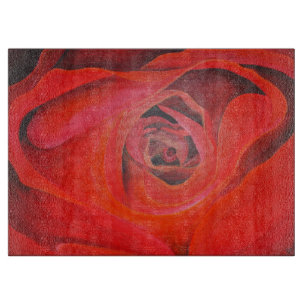 Planche À Découper Rose rouge en forme de coeur