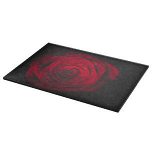 Planche À Découper Rose rouge sur effet vintage arrière - plan noir