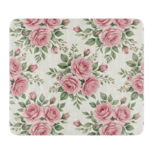 Planche À Découper Roses à l'aquarelle rose vintage motif floral sans