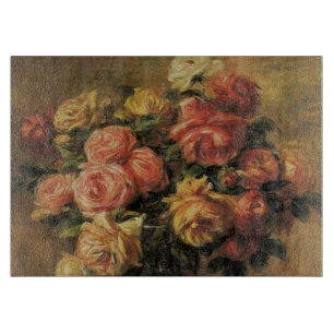 Planche À Découper Roses dans un vase de Pierre Renoir, Beaux-arts an