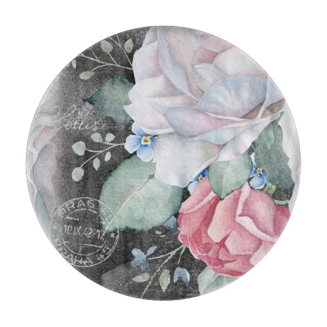 Planche À Découper Roses de tableau de bord aquarelle (Devant)