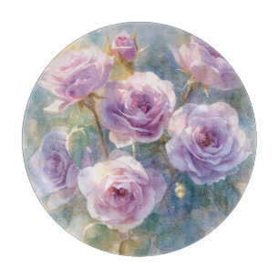 Planche À Découper Roses Violettes Clair Fleurs Impressionnistes