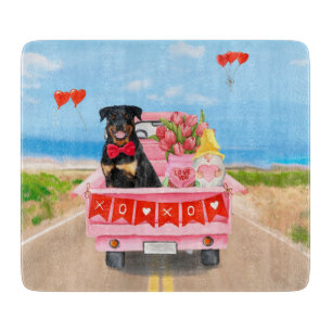 Planche À Découper Rottweiler Chien Saint Valentin Coeurs de Camion