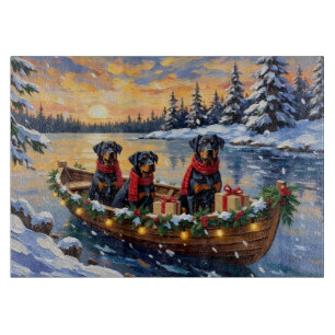 Planche À Découper Rottweiler Noël Bateau Vacances