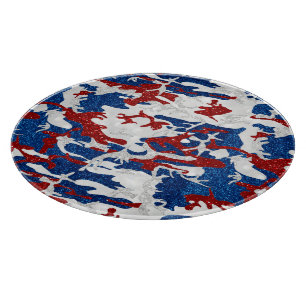 Planche À Découper Rouge, Blanc & Bleu Camo 4 Juillet Paillettes