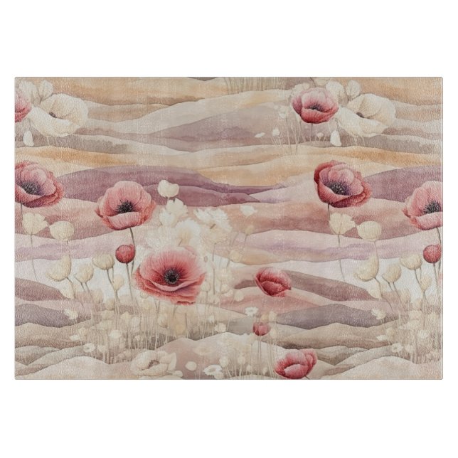 Planche À Découper Rouge Bourguignon Crème Fard Floral Mariage (Devant)