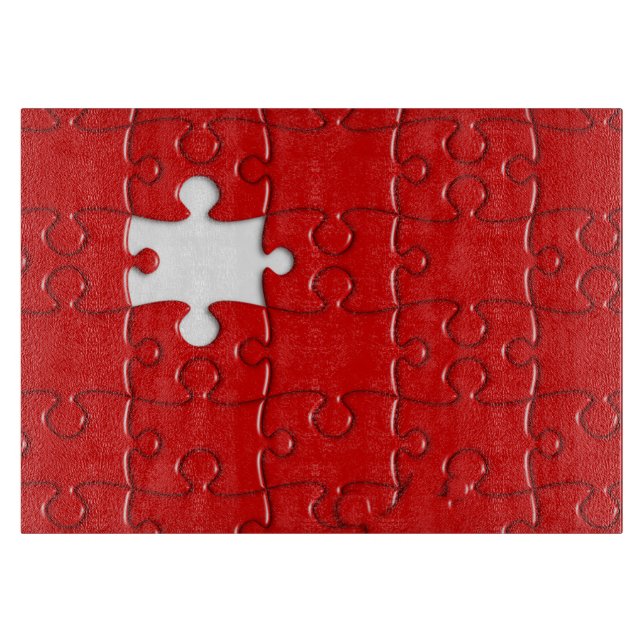 planche à découper rouge de puzzle (Devant)