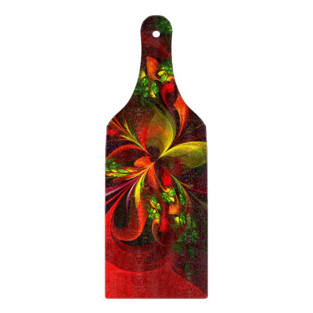 Planche À Découper Rouge vert moderne Floral Abstrait Art Motif #05 (Devant)