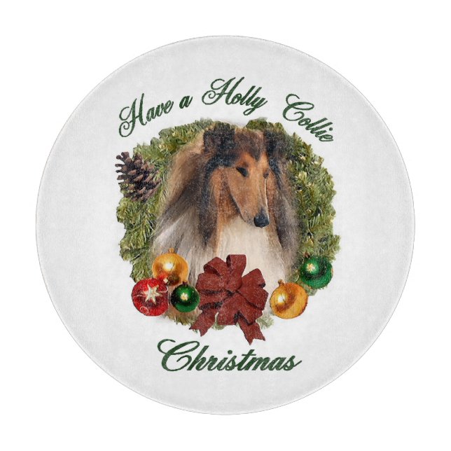 Planche À Découper Rough Collie Noël (Devant)