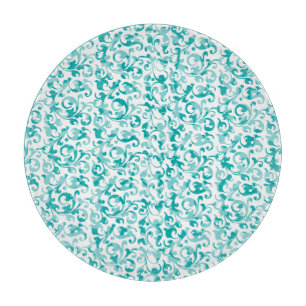 Planche À Découper Rouleaux turquoises de remous de damassé d'Aqua