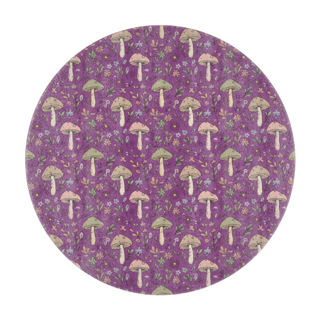 Planche À Découper Round Plum Purple Fungi Witchy Circle  (Devant)