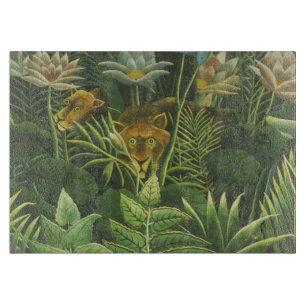 Planche À Découper Rousseau Tropical Jungle Lion Peinture