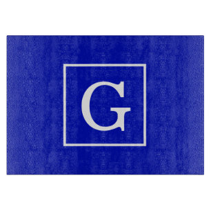 Planche À Découper Royal Bleu Blanc encadré Monogramme initial