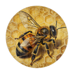 Planche À Découper Ruche d'abeille miel doré naturel