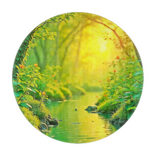 Planche À Découper Ruisseau de la forêt dorée Art paisible