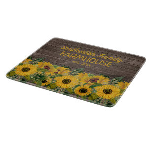 Planche À Découper Russe Grange Bois Jaune Tournesol Famille Ferme