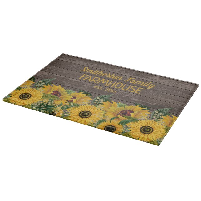 Planche À Découper Russe Grange Bois Jaune Tournesol Famille Ferme (Coin)