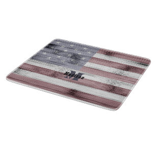Planche À Découper Russe Rouge Blanc Bleu Bois Drapeau américain Mono
