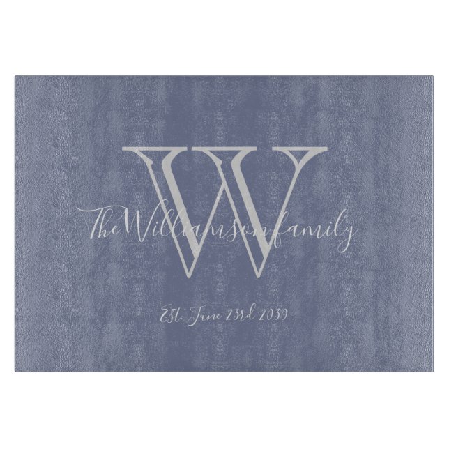 Planche À Découper Rustic Mariage Cadeau Monogramme Nom de famille Co (Devant)