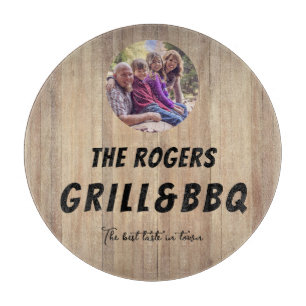 Planche À Découper Rustic Wood Family Photo Grill & BBQ
