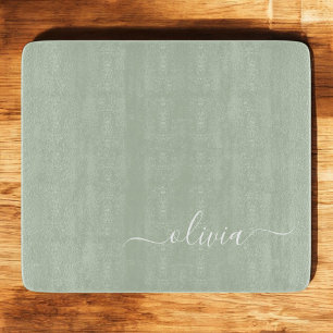 Planche À Découper Sage Green Minimaliste Moderne Monogramme Élégant