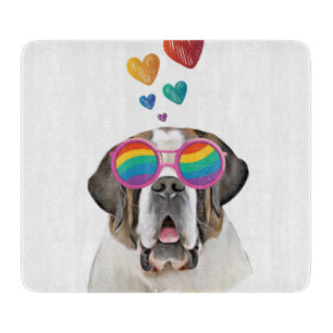 Planche À Découper Saint Bernard Chien avec Coeurs Saint-Bernard Sain