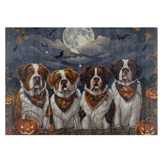 Planche À Découper Saint Bernard Halloween Éffrayant (Devant)