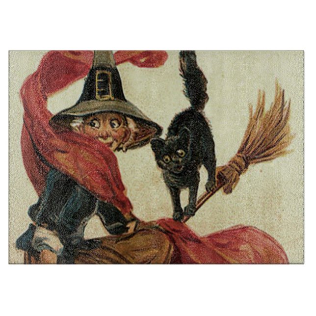 Planche À Découper Salle de bain de chat noire sorcière (Devant)