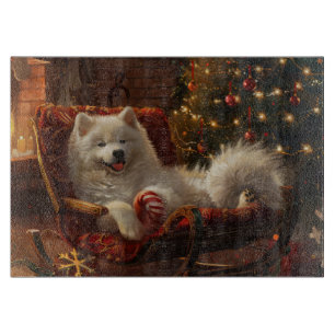 Planche À Découper Samoyed Chien Festive de Noël