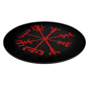 Planche À Découper Sang Rouge Vegvísir (Viking Compass)