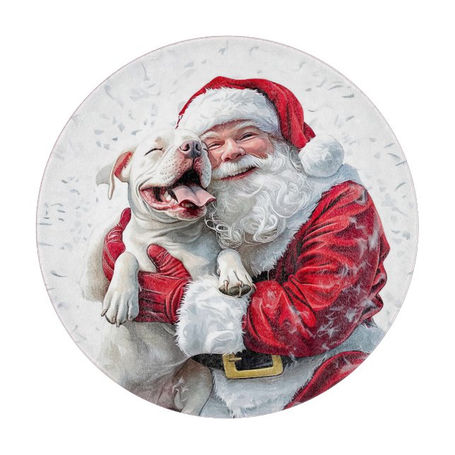 Planche À Découper Santa Claus et Pitbull Chien Chien Chien Chien (Devant)