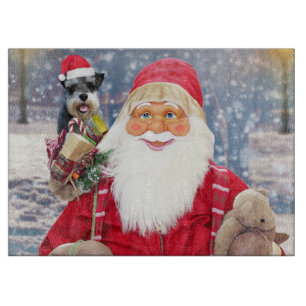 Planche À Découper Santa Claus w Christmas Miniature Schnauzer Chien