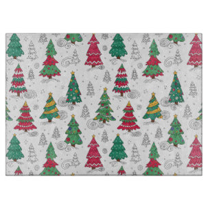 Planche À Découper Sapins de Noël Décorés Quirky Fantaisistes Griboui