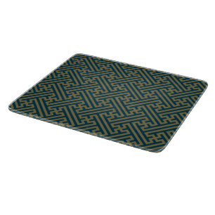 Planche À Découper Sayagata motif, japonais, or et bleu marine