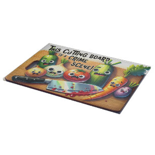 Planche À Découper Scène de crime de cuisine Légumes hachés