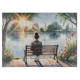 Planche À Découper Scène de lac aux reflets de coucher de soleil