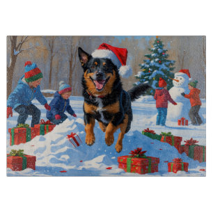 Planche À Découper Scène de neige festive de Noël Malinois belge