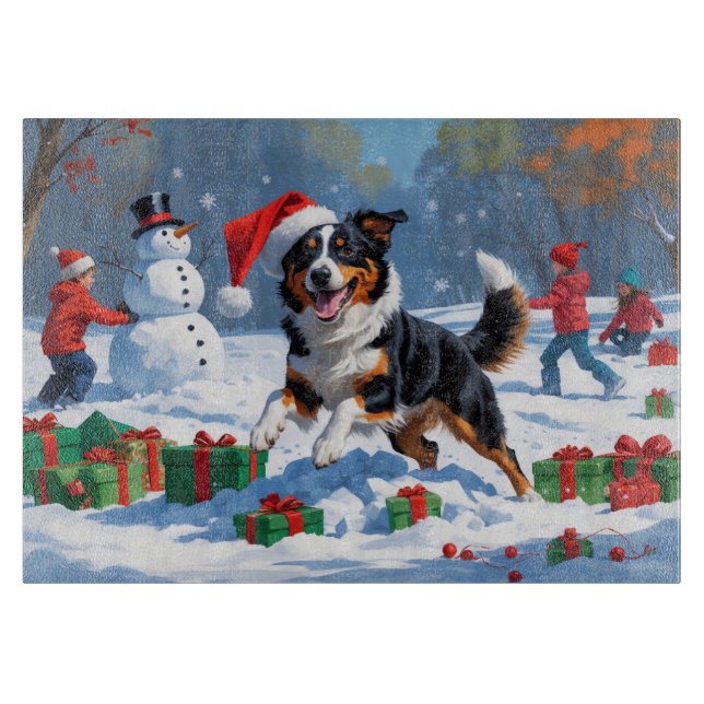 Planche À Découper Scène de Noël australienne Kelpie (Devant)