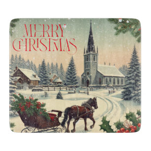 Planche À Découper Scène de Noël classique/Vintage