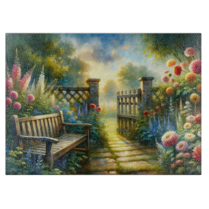 Planche À Découper Scène de porte de jardin ensoleillé
