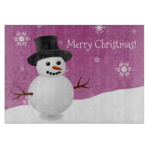 Planche À Découper Scène d'hiver de Snowman rose tableau de coupe de 
