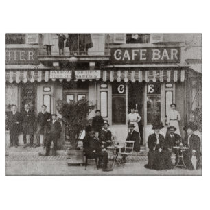 Planche À Découper Scène française de rue de barre de café