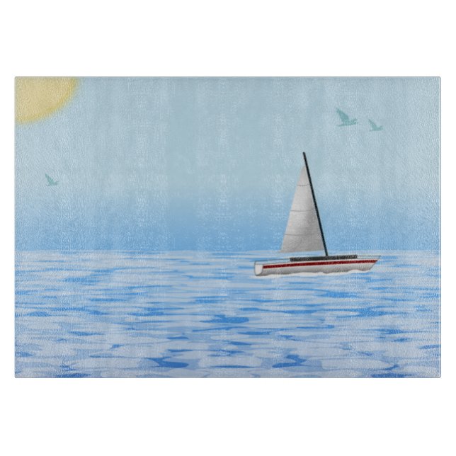 Planche À Découper Scène maritime avec bateau (Devant)