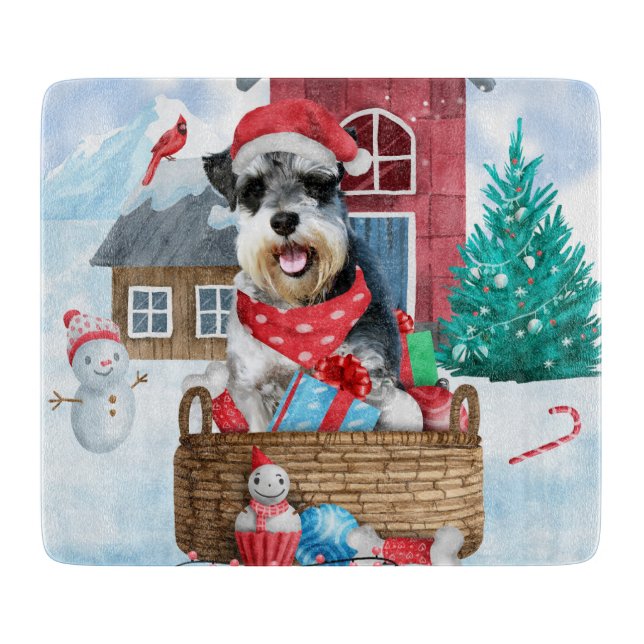 Planche À Découper Schnauzer Chien dans la neige Maison de Chien de N (Devant)
