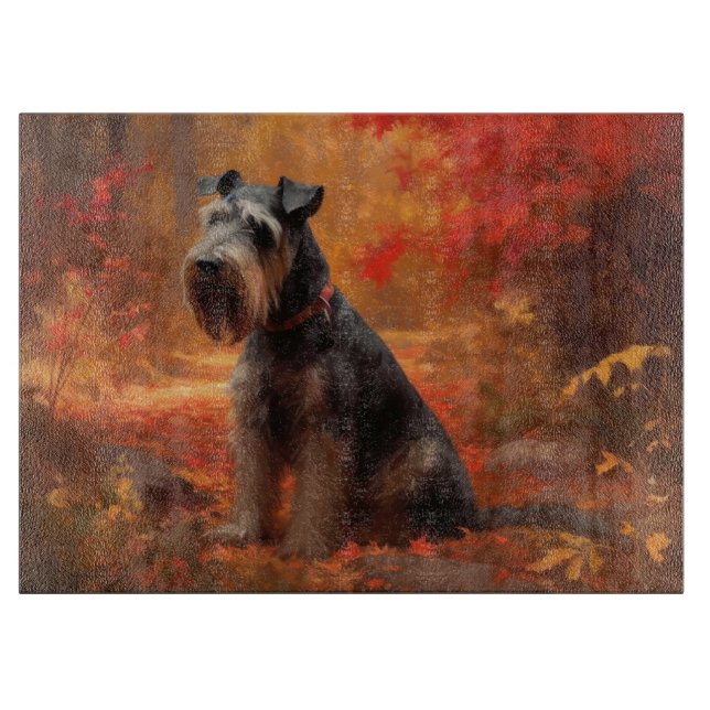 Planche À Découper Schnauzer en automne Leaves Fall Inspire (Devant)