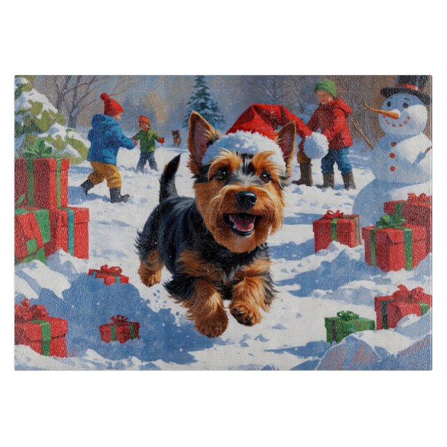 Planche À Découper Scottish Terrier coule la neige avec le Casquette  (Devant)