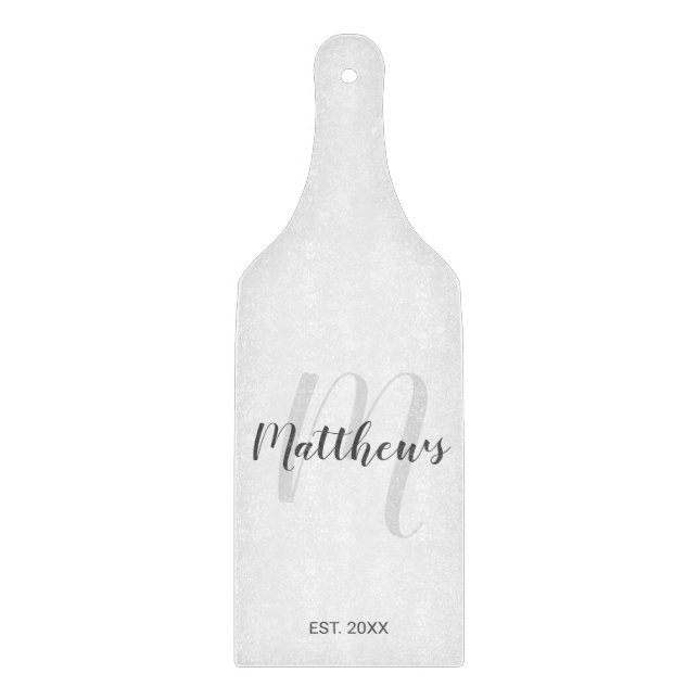 Planche À Découper Script moderne Monogramme personnalisé et nom de f (Devant)