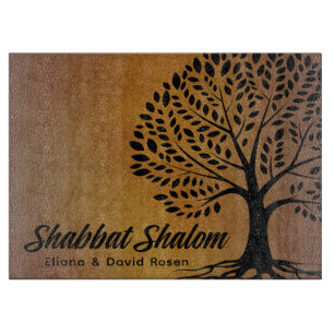 Planche À Découper Shabbat Personnalisé Shalom Etz Chayim Tree Challa